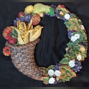 Colorful Harvest Cornucopia Wreath